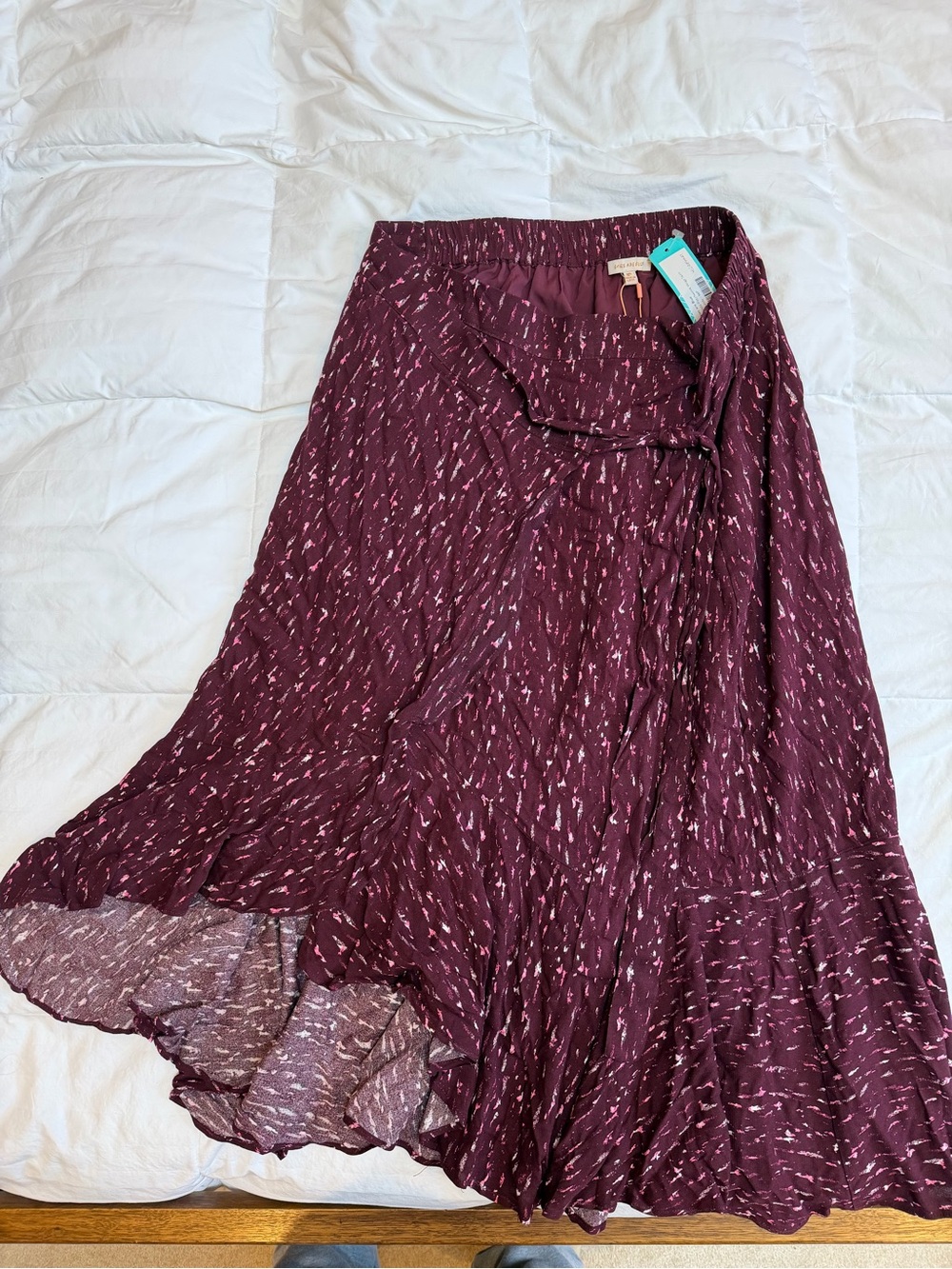 Skies Are Blue Burgundy Printed Maxi Skirt